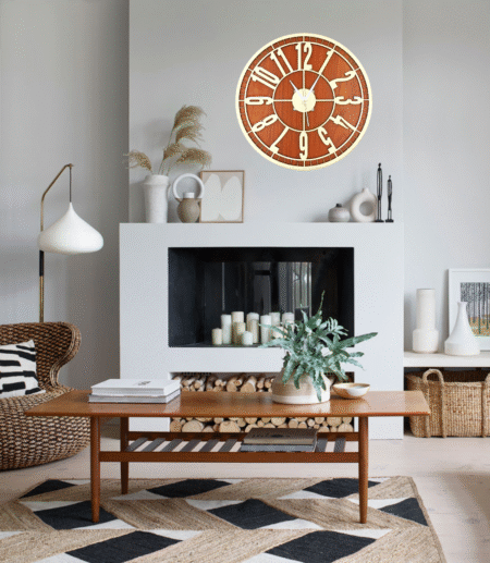 12 inch Wooden Silent Non-Ticking Wall Clock for Home Stylish Latest Designer Wall Clock for Home Living Room Bedroom Office Hall