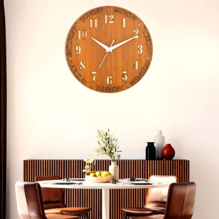 12 inch Wooden Silent Non-Ticking Wall Clock for Home Stylish Latest Designer Wall Clock for Home Living Room Bedroom Office Hall